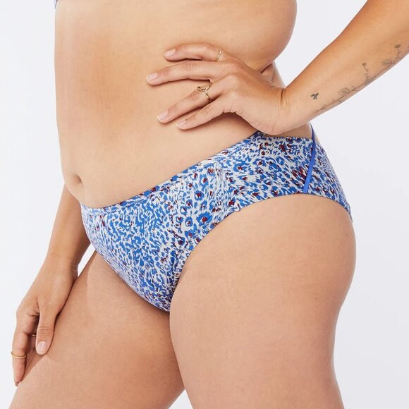 Savage Not Sorry Open-Back Strappy Brazilian Panty Leopard Blue Cyber Cafe 2X - Picture 3 of 7